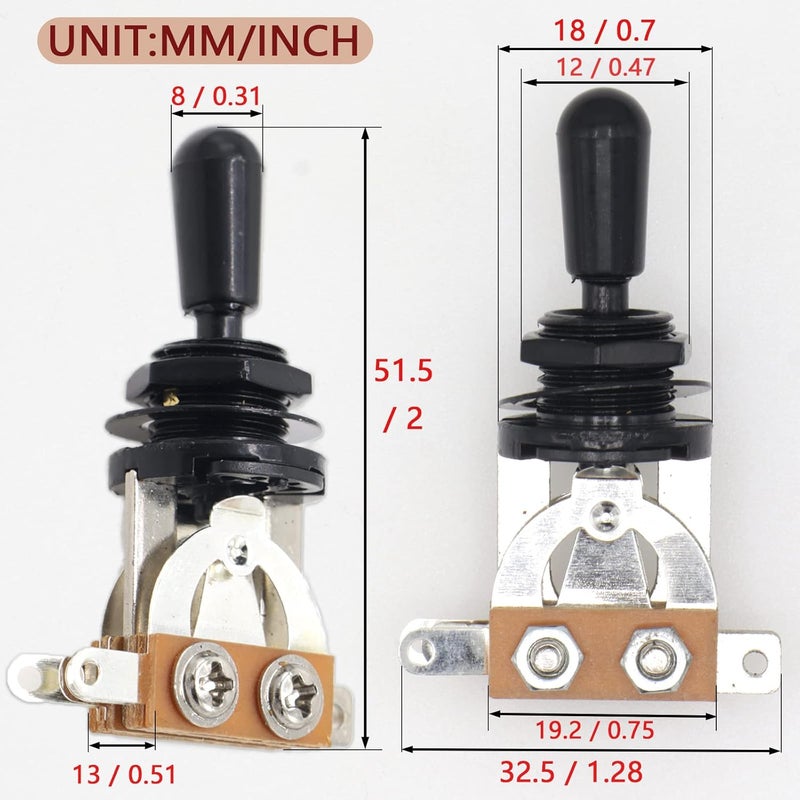 Cheerock 2pcs Electric Guitar 3 Way Toggle Switch, Guitar Pickup Switch, Guitar Selector Switch, Electric Guitar 3 Way Toggle Selector Switch for Les Paul Guitar, Guitar Accessories - Image 4